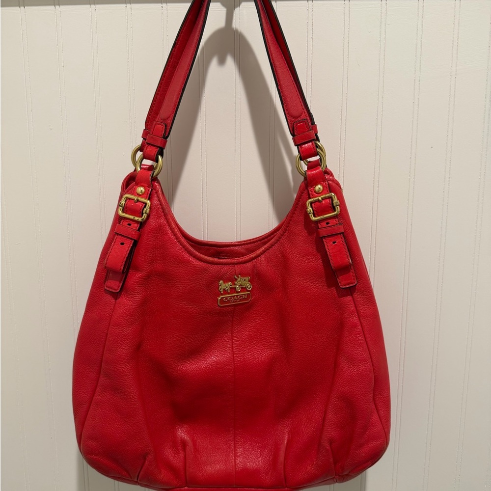 CHERRY RED & GOLD COACH VINTAGE BAG